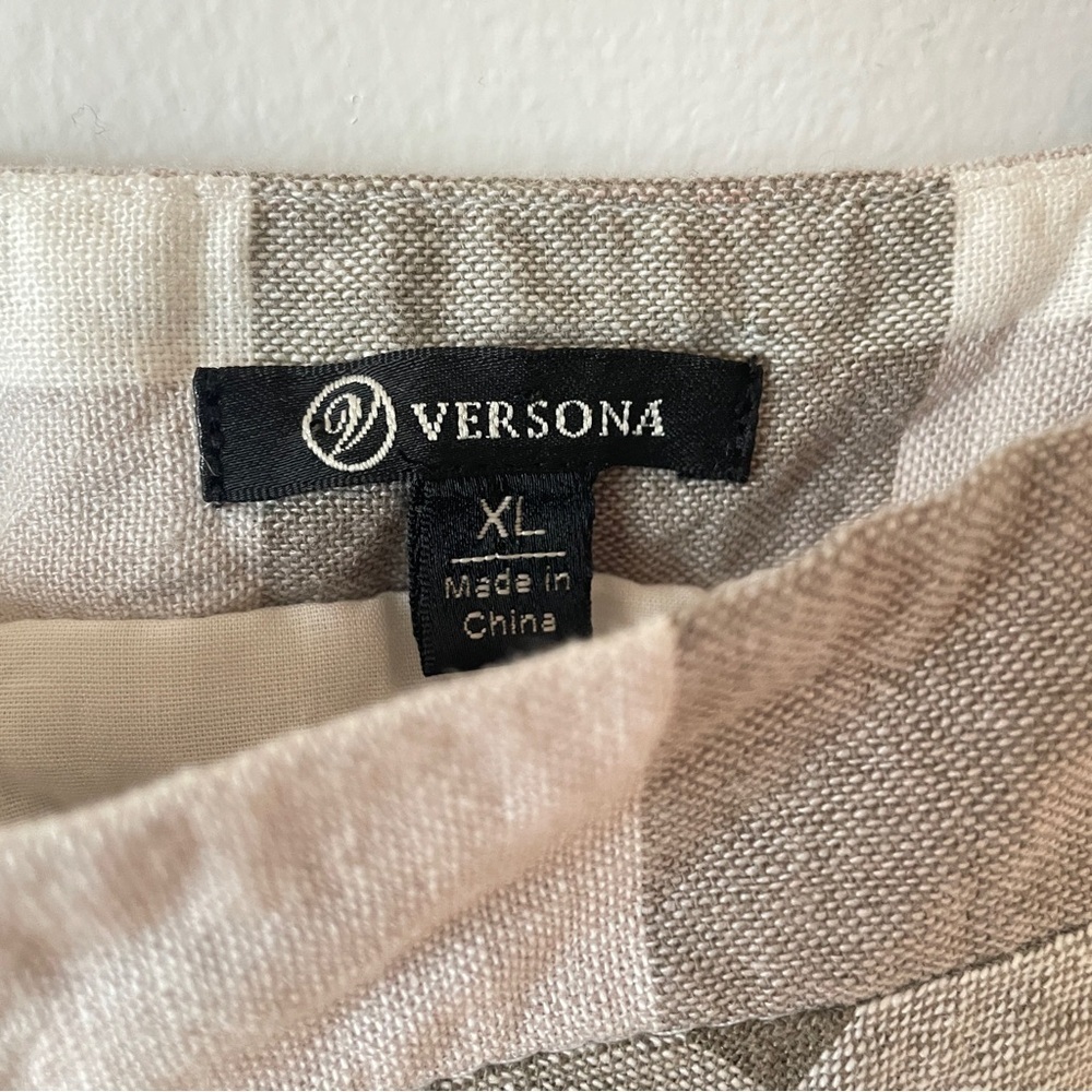 Versona Cropped Gingham Bow Strap Top Linen Blend Summer Top Built-in Bra XL - Picture 4 of 7